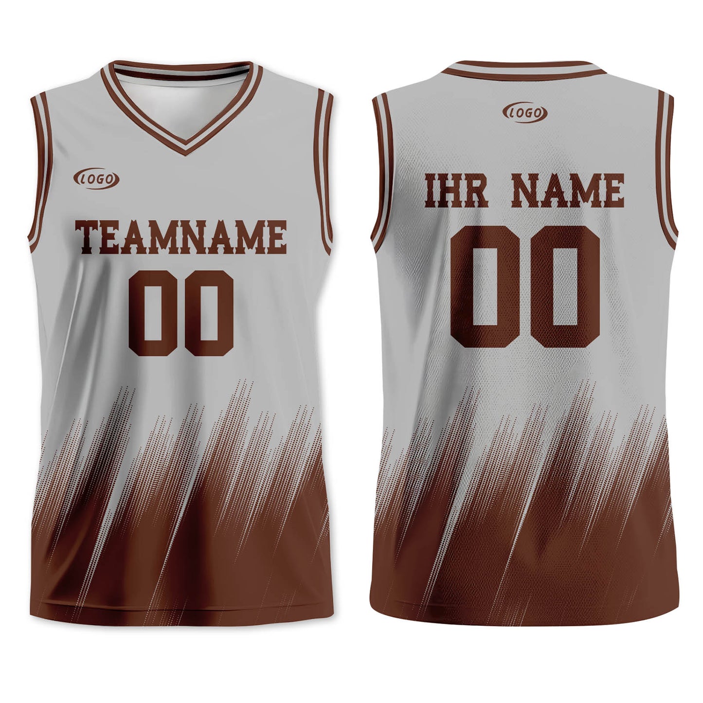 Benutzerdefinierter Grau Braun Basketball Jersey Uniform Anzug gedruckt Ihr Logo Name Nummer