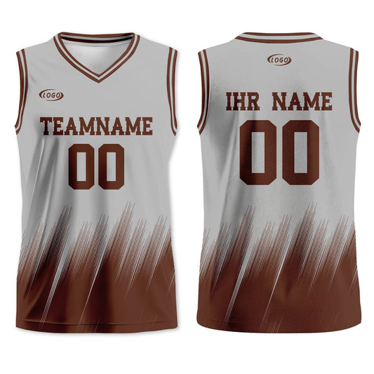 Benutzerdefinierter Grau Braun Basketball Jersey Uniform Anzug gedruckt Ihr Logo Name Nummer