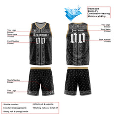 Benutzerdefinierte Reversible Basketball Jersey Personalisierte Print Name Nummer Logo Schwarz-Weiß