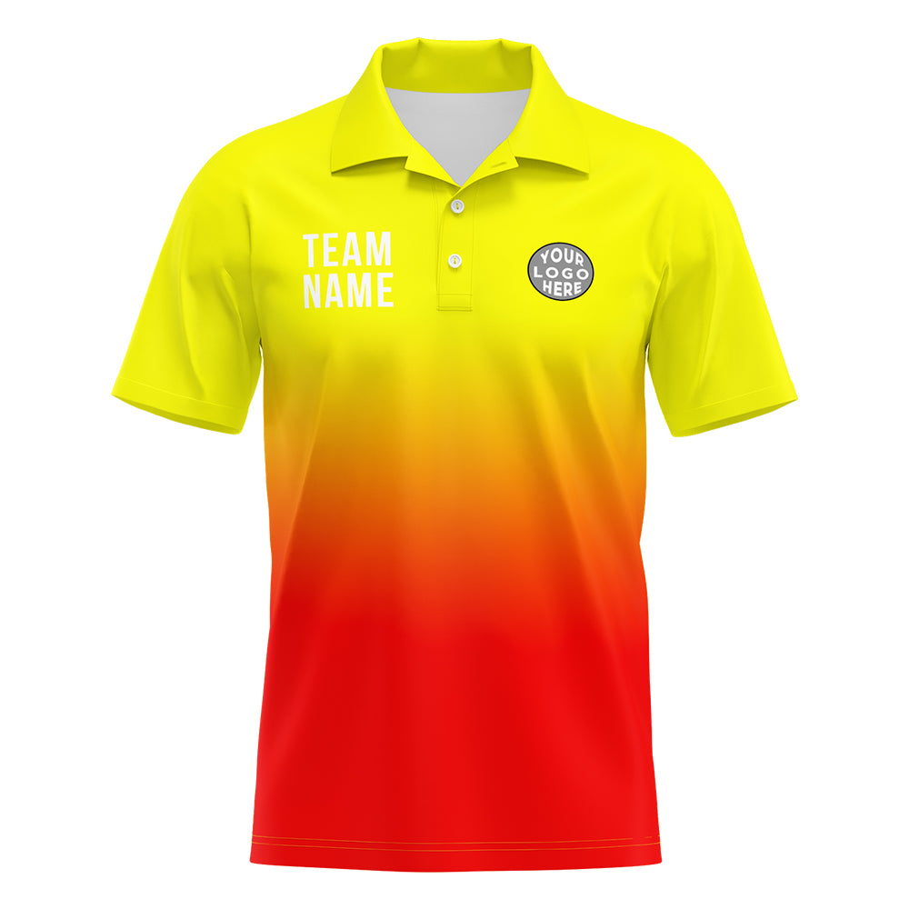 Benutzerdefinierte Gelb Rot Fußball Polo-Shirts Fügen Sie Ihr Einzigartiges hinzu Logo/Name/Nummer