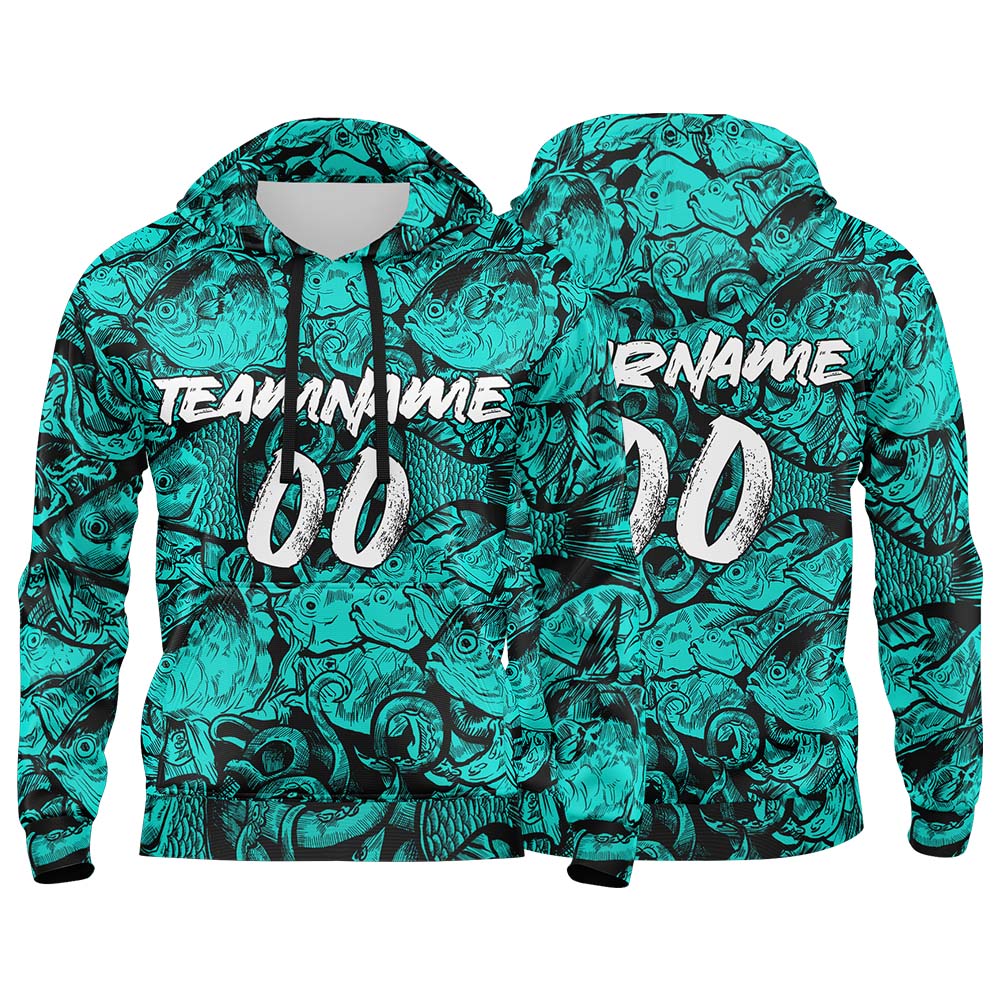 Benutzerdefinierter Sweatshirt-Hoodie für Mann, Frau, Mädchen, Junge. Drucken Sie Ihr Logo, Ihren Namen und Ihre Nummer Teal