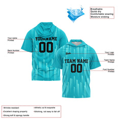 Benutzerdefinierte Teal Kurzarm-Kapuzenpullover für Männer Frauen Hemden mit Kapuzen gedruckt Name Logo