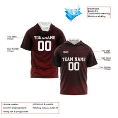 Benutzerdefinierte Dunkelrot Kurzarm-Kapuzenpullover für Männer Frauen Hemden mit Kapuzen gedruckt Name Logo