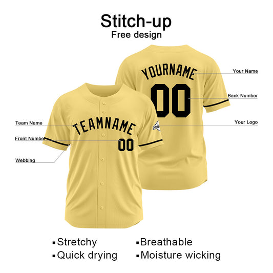 Benutzerdefinierte Authentisch Baseball-Trikot Gold-Schwarz