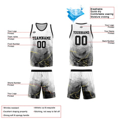 Benutzerdefinierter Basketball Jersey Uniform Anzug gedruckt Ihr Logo Name Nummer Schwarz&Weiß