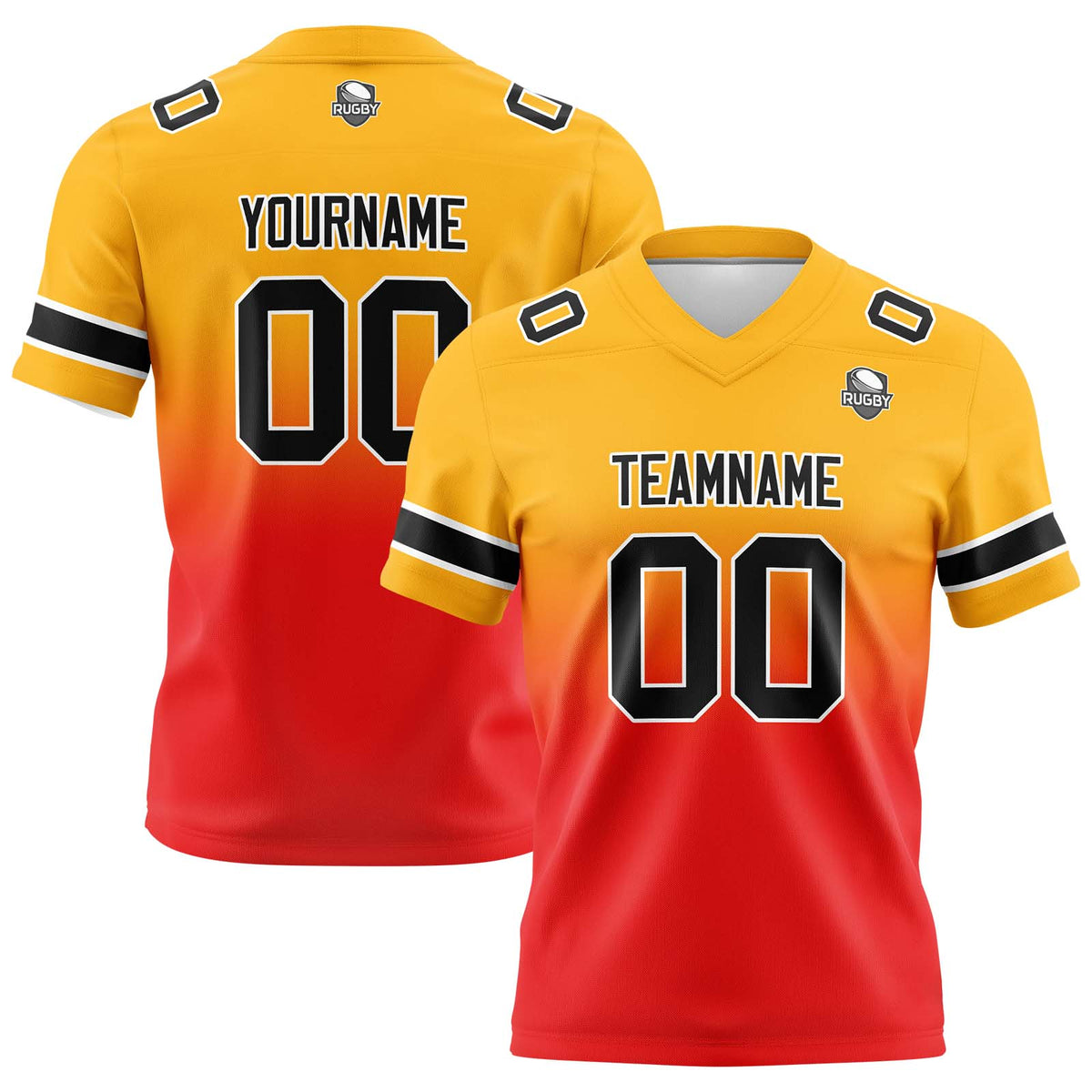 Benutzerdefinierte Hellorange Rot Gradient Fußball Trikots Personalisierter Name Nummer Logo