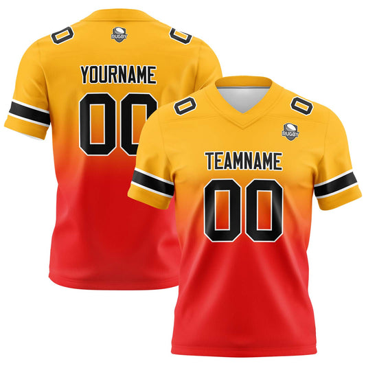 Benutzerdefinierte Hellorange Rot Gradient Fußball Trikots Personalisierter Name Nummer Logo