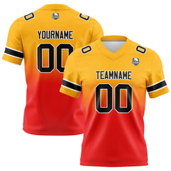 Benutzerdefinierte Hellorange Rot Gradient Fußball Trikots Personalisierter Name Nummer Logo