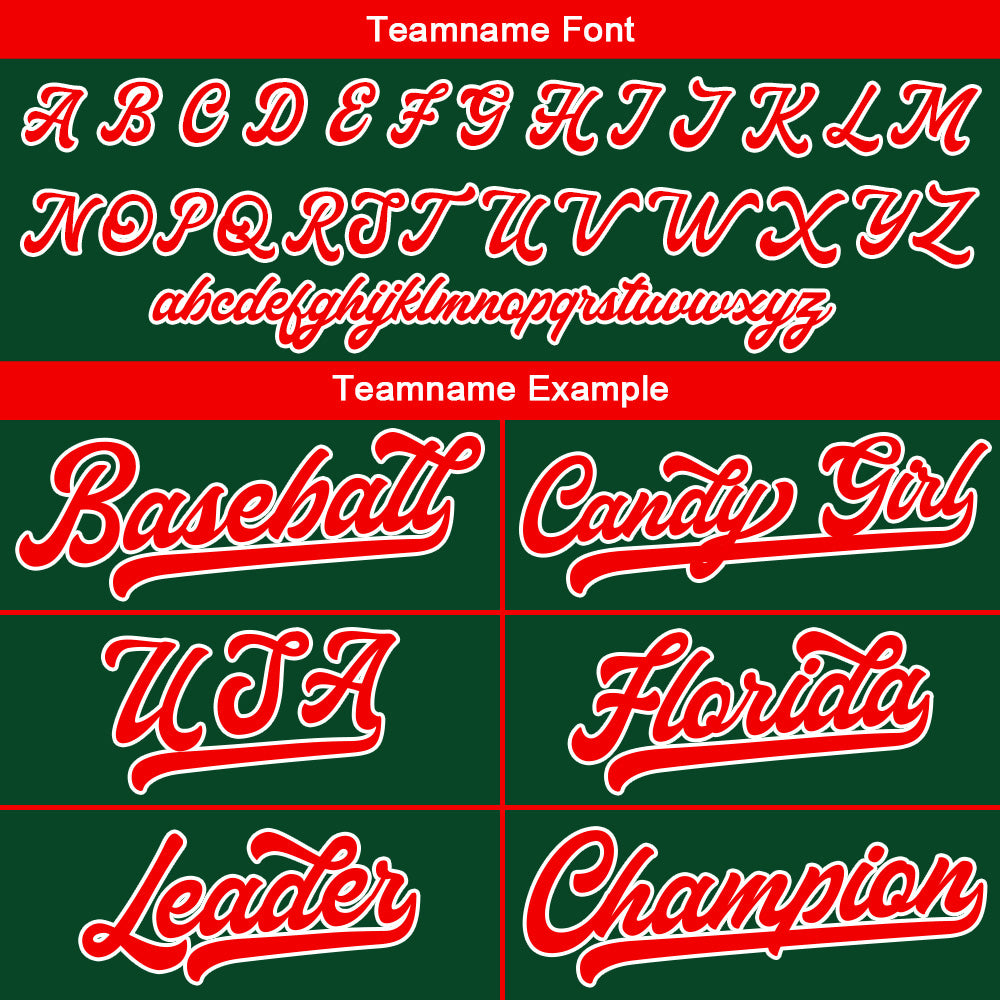 Benutzerdefinierte Authentisch Baseball-Trikot Dunkel Grün-Rot