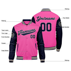 Benutzerdefinierte Verlauf Varsity-Jacke. Letterman-Jacke Dunkelgrün Rosa Marine