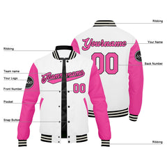 Benutzerdefinierte Verlauf Varsity-Jacke. Letterman-Jacke Pink