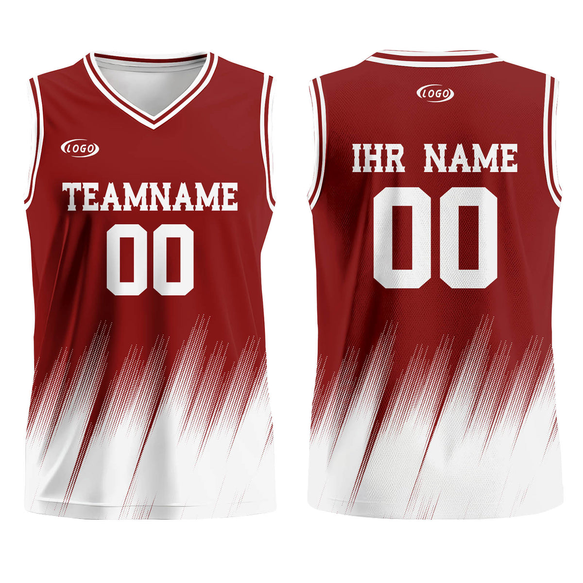 Benutzerdefinierter Rot Weiß Basketball Jersey Uniform Anzug gedruckt Ihr Logo Name Nummer