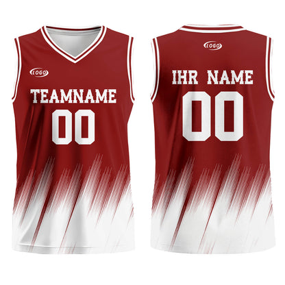 Benutzerdefinierter Rot Weiß Basketball Jersey Uniform Anzug gedruckt Ihr Logo Name Nummer