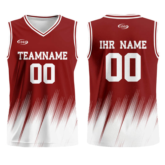 Benutzerdefinierter Rot Weiß Basketball Jersey Uniform Anzug gedruckt Ihr Logo Name Nummer