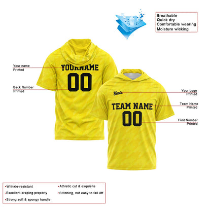Benutzerdefinierte Gelb Kurzarm-Kapuzenpullover für Männer Frauen Hemden mit Kapuzen gedruckt Name Logo