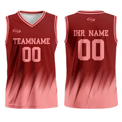 Benutzerdefinierter Rot Pink Basketball Jersey Uniform Anzug gedruckt Ihr Logo Name Nummer