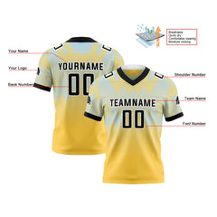 Benutzerdefinierte Blau Gelb Reversibel Fußball Trikot Personalisierte Gradient Fußball Shirts für Männer gedruckt Team Name Nummer Logo
