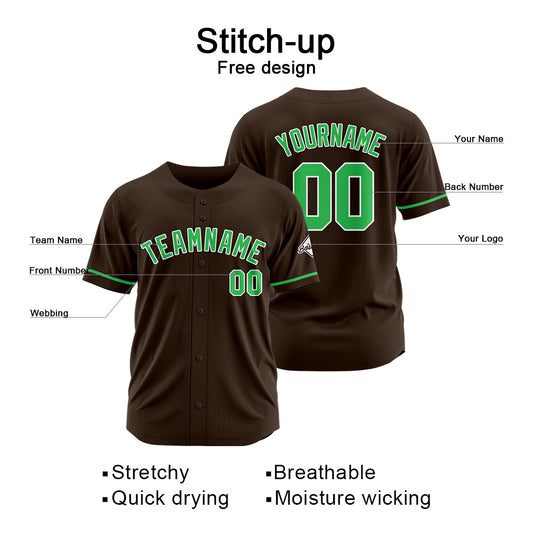 Benutzerdefinierte Authentisch Baseball-Trikot Braun-Grün