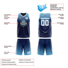 Benutzerdefinierte Marine Blau Weiß Reversible Basketball Jersey Personalisierte Print Name Nummer Logo
