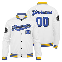 Benutzerdefinierte Verlauf Varsity-Jacke. Letterman-Jacke Weiß Blau