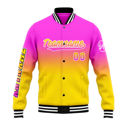 Benutzerdefinierte Verlauf Varsity-Jacke. Letterman-Jacke Rosa Gelb