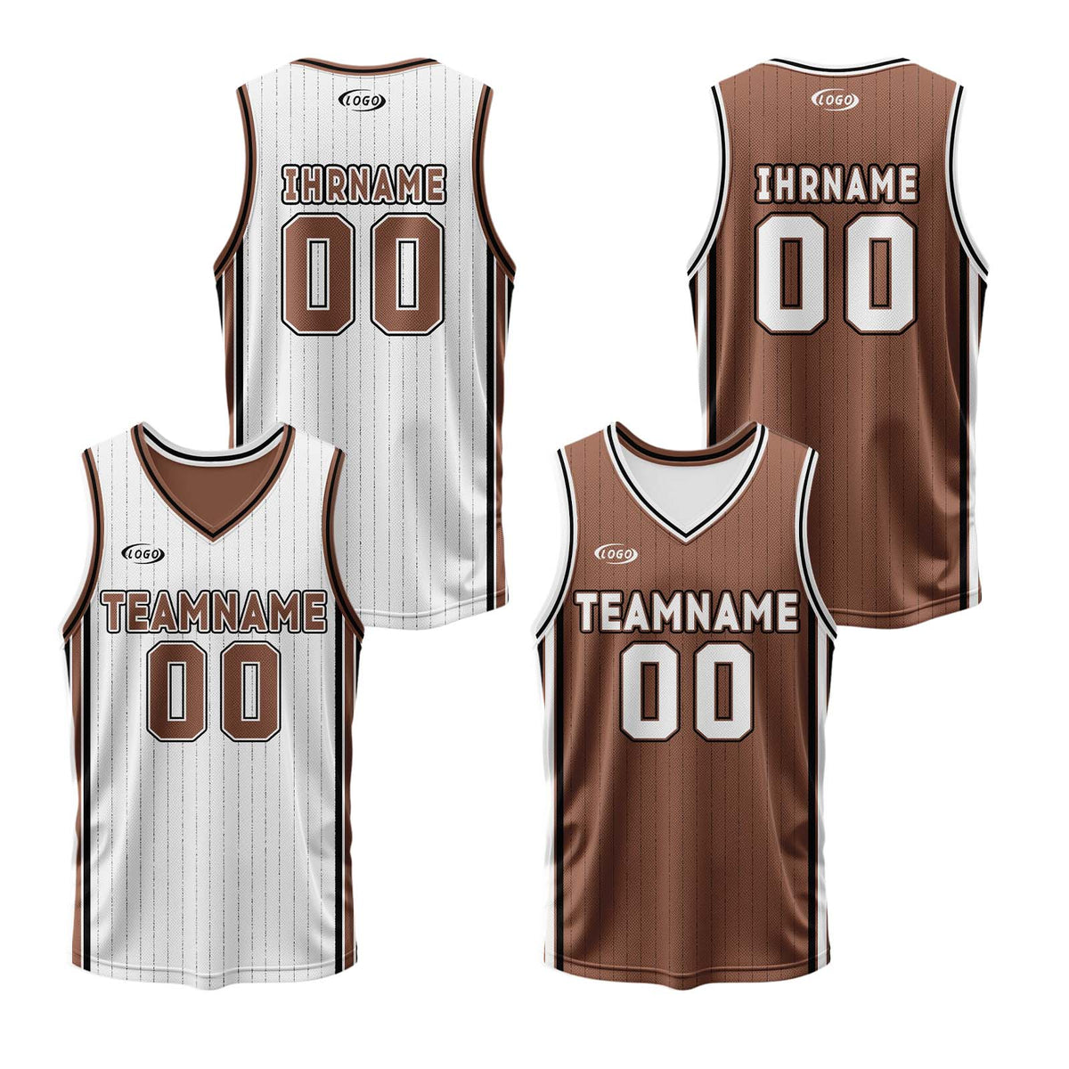 Benutzerdefinierte Weiß Braun Reversible Basketball Jersey Personalisierte Drucken Name Nummer Logo