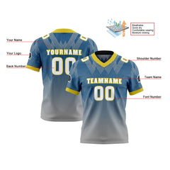 Benutzerdefinierte Blau Gelb Reversibel Fußball Trikot Personalisierte Gradient Fußball Shirts für Männer gedruckt Team Name Nummer Logo