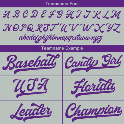 Benutzerdefinierte Authentisch Baseball-Trikot Grau- Lila
