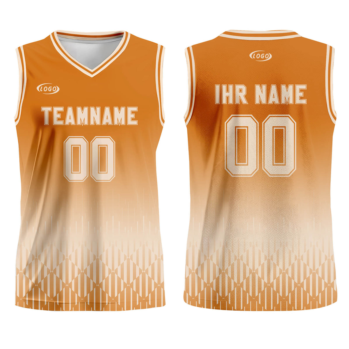 Benutzerdefinierter Orange Cremeweiß Farbverlauf Basketball Jersey Uniform Anzug gedruckt Ihr Logo Name Nummer