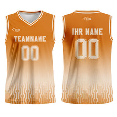 Benutzerdefinierter Orange Cremeweiß Farbverlauf Basketball Jersey Uniform Anzug gedruckt Ihr Logo Name Nummer