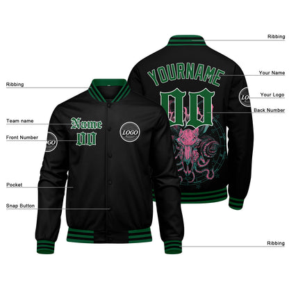 Benutzerdefinierte Verlauf Varsity-Jacke. Letterman-Jacke Grün