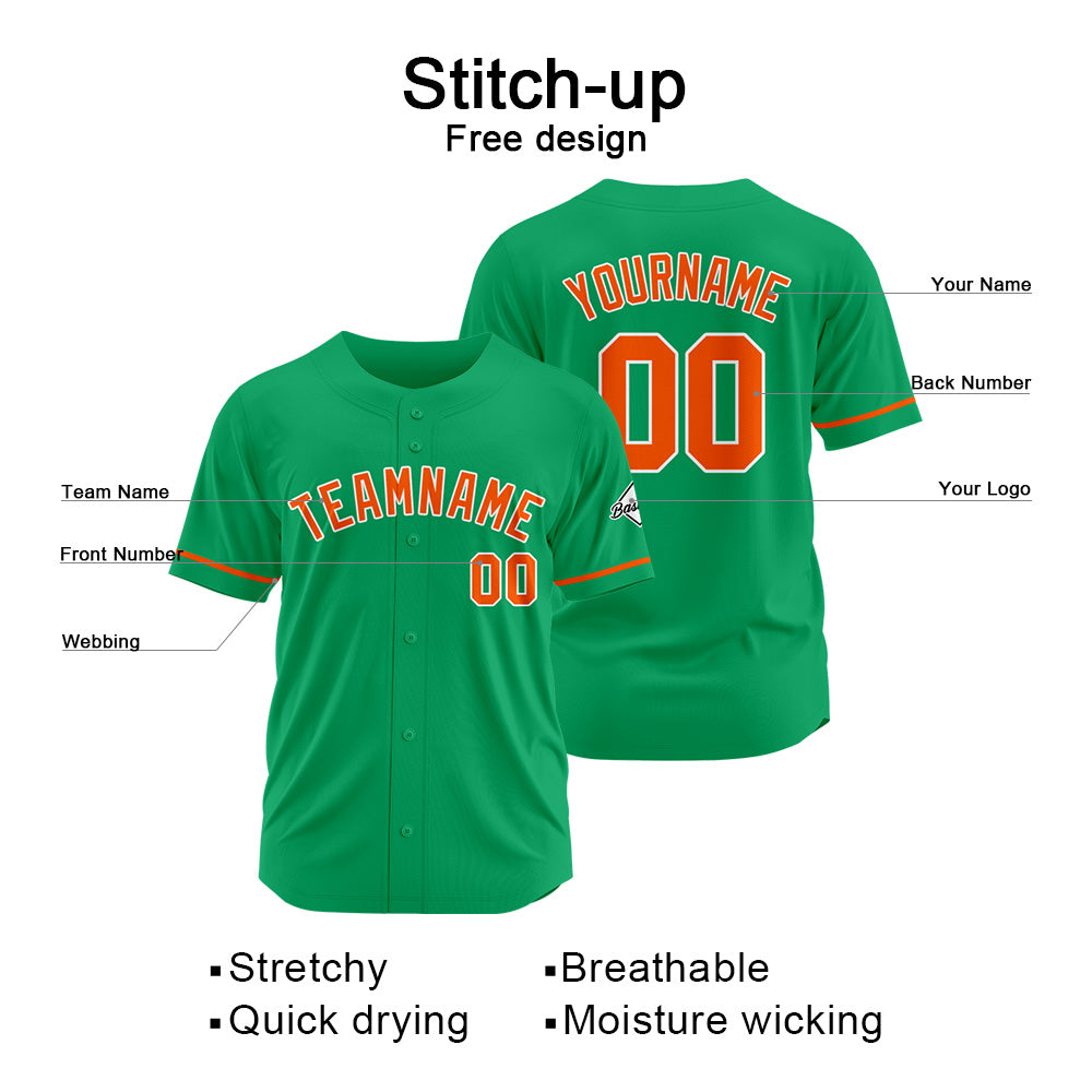 Benutzerdefinierte Authentisch Baseball-Trikot  Grün-Orange