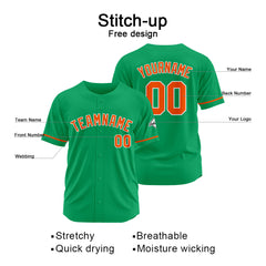 Benutzerdefinierte Authentisch Baseball-Trikot  Grün-Orange