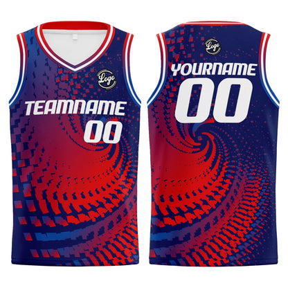 Benutzerdefinierter Marine Rot Basketball Jersey Uniform Anzug gedruckt Ihr Logo Name Nummer