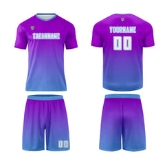 Benutzerdefinierte Lila Blau Trikots für Männer Frauen Personalisierte Fußball Uniformen für Erwachsene und Kind