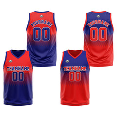 Benutzerdefinierte Reversible Basketball Jersey Personalisierte Print Name Nummer Logo Royal-Rot