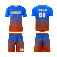 Benutzerdefinierte Blau Orange Trikots für Männer Frauen Personalisierte Fußball Uniformen für Erwachsene und Kind