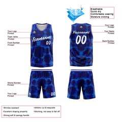 Benutzerdefinierter Basketball Jersey Uniform Anzug gedruckt Ihr Logo Name Nummer Royal Leopard drucken