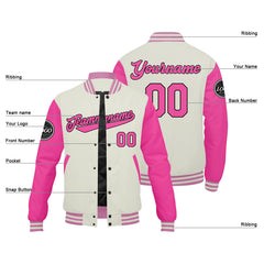 Benutzerdefinierte Verlauf Varsity-Jacke. Letterman-Jacke Pink