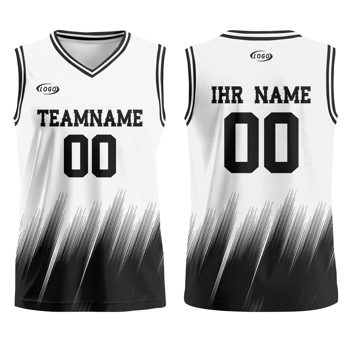 Benutzerdefinierter Weiß Schwarz Basketball Jersey Uniform Anzug gedruckt Ihr Logo Name Nummer