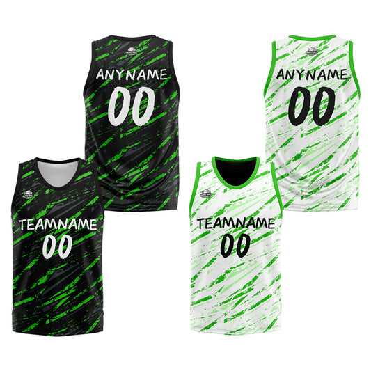 Benutzerdefinierte Reversible Basketball Jersey Personalisierte Print Name Nummer Logo Schaden-Grün