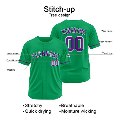 Benutzerdefinierte Authentisch Baseball-Trikot Grün- Lila