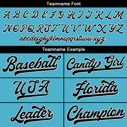 Benutzerdefinierte Authentisch Baseball-Trikot Hellblau-Schwarz