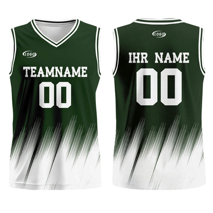 Benutzerdefinierter Olivgrün Weiß Basketball Jersey Uniform Anzug gedruckt Ihr Logo Name Nummer