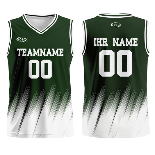 Benutzerdefinierter Olivgrün Weiß Basketball Jersey Uniform Anzug gedruckt Ihr Logo Name Nummer