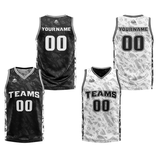 Benutzerdefinierte Schwarz Grau Reversible Basketball Jersey Personalisierte Print Name Nummer Logo