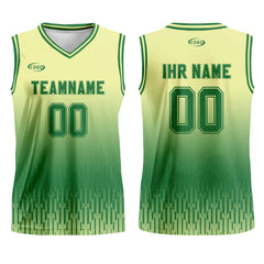 Benutzerdefinierter Gelb Grün Farbverlauf Basketball Jersey Uniform Anzug gedruckt Ihr Logo Name Nummer
