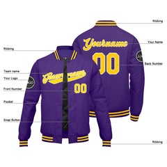 Benutzerdefinierte Verlauf Varsity-Jacke. Letterman-Jacke Lila Gelb