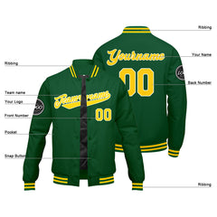 Benutzerdefinierte Verlauf Varsity-Jacke. Letterman-Jacke Grün Gelb