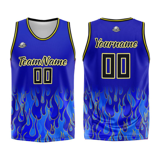 Benutzerdefinierter Basketball Jersey Uniform Anzug gedruckt Ihr Logo Name Nummer Königliche Flamme